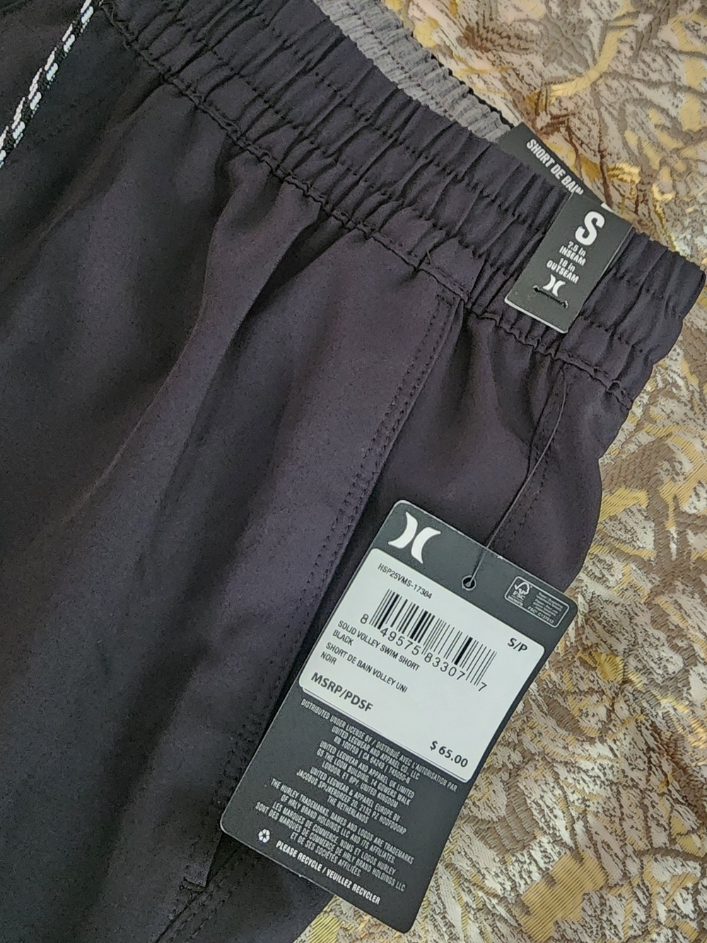 Hurley Men Black Elastic Waist Hybrid Gyn & Swim Shorts Training - Picture 3 of 8